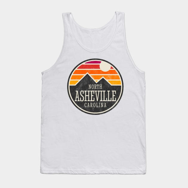 Visiting NC Mountain Cities Asheville, NC Sunset Tank Top by Contentarama